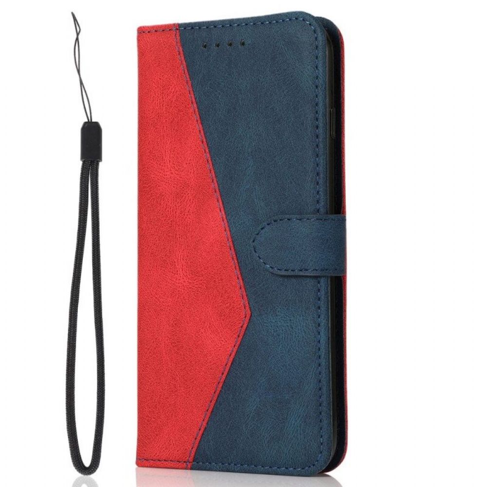 Flip Case voor Xiaomi Redmi Note 12 Pro Met Ketting Tweekleurige Riem