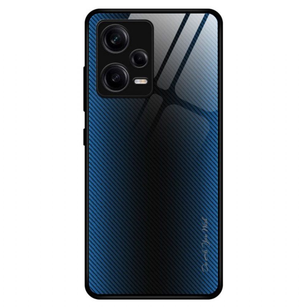 Hoesje voor Xiaomi Redmi Note 12 Pro Koolstofvezel Gehard Glas