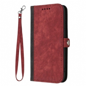 Folio-hoesje voor Samsung Galaxy S23 5G Tweekleurig Met Riem