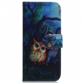 Folio-hoesje voor Samsung Galaxy S23 5G Uilen Schilderen