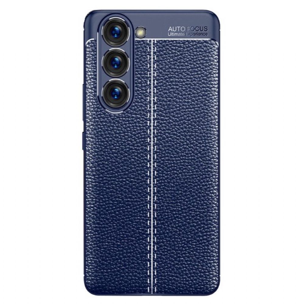 Hoesje voor Samsung Galaxy S23 5G Dubbellijnig Litchi-leereffect