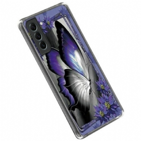 Hoesje voor Samsung Galaxy S23 5G Paarse Vlinder