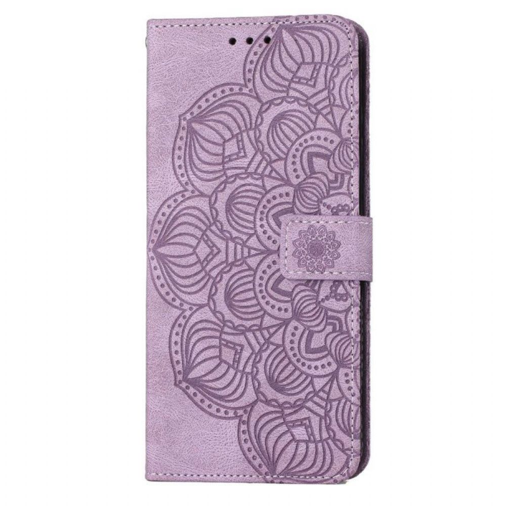 Leren Hoesje voor Samsung Galaxy S23 5G Met Ketting Strakke Mandala