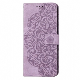 Leren Hoesje voor Samsung Galaxy S23 5G Met Ketting Strakke Mandala