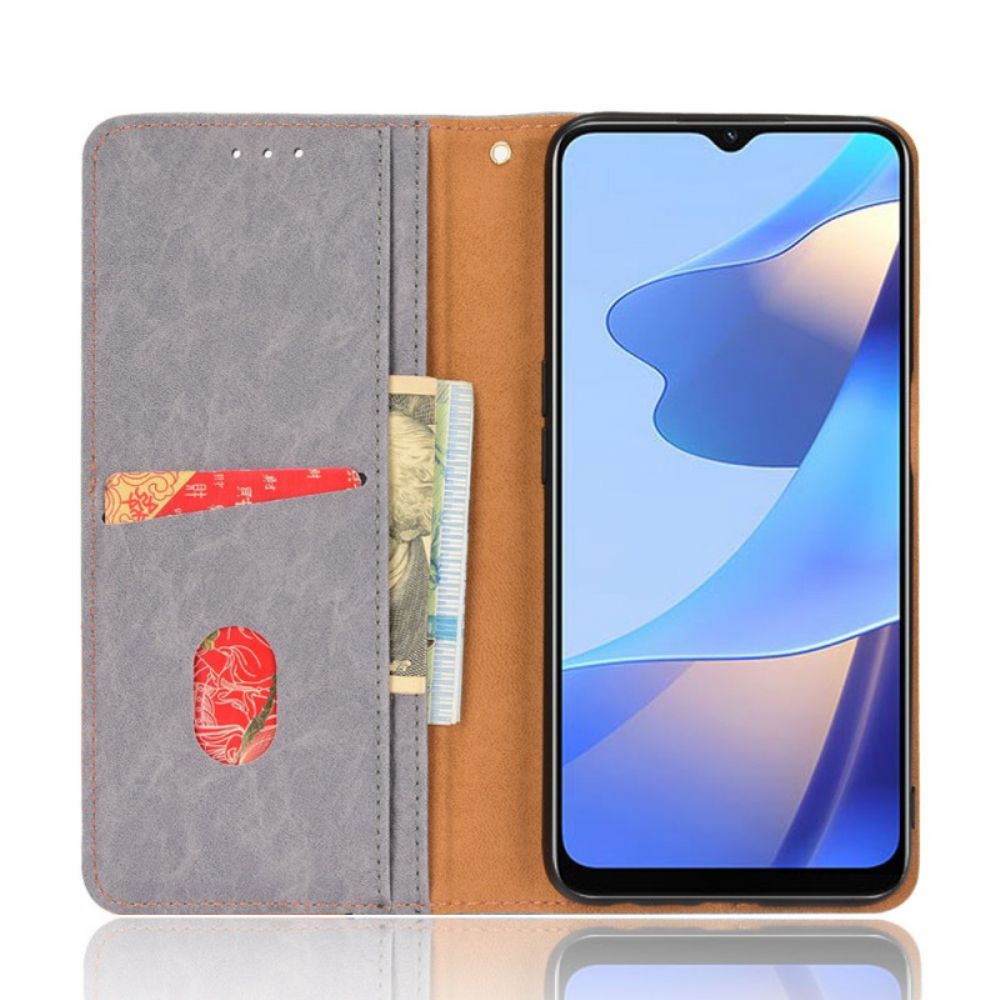 Bescherming Hoesje voor Oppo A16 / A16s Folio-hoesje Schuin Tweekleurig Kunstleer