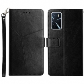 Flip Case voor Oppo A16 / A16s Geo Y Design Lederen Stijl