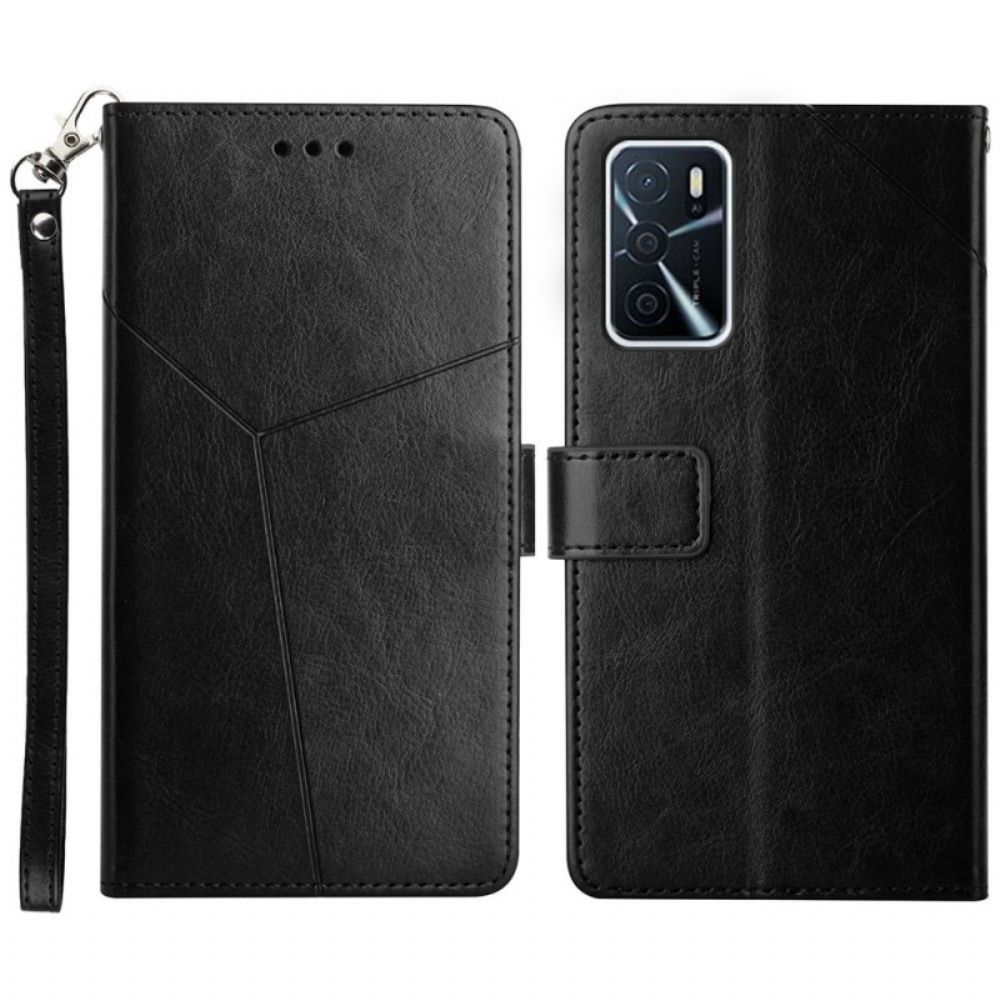 Flip Case voor Oppo A16 / A16s Geo Y Design Lederen Stijl