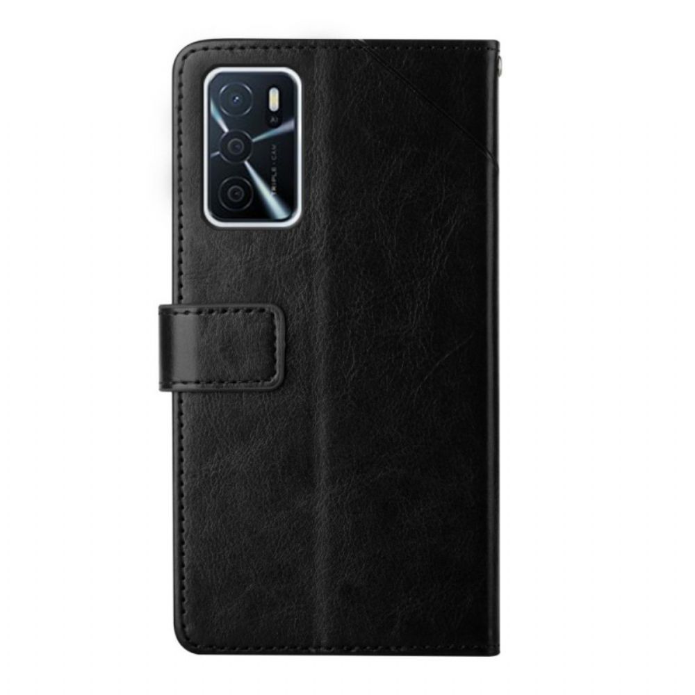 Flip Case voor Oppo A16 / A16s Geo Y Design Lederen Stijl