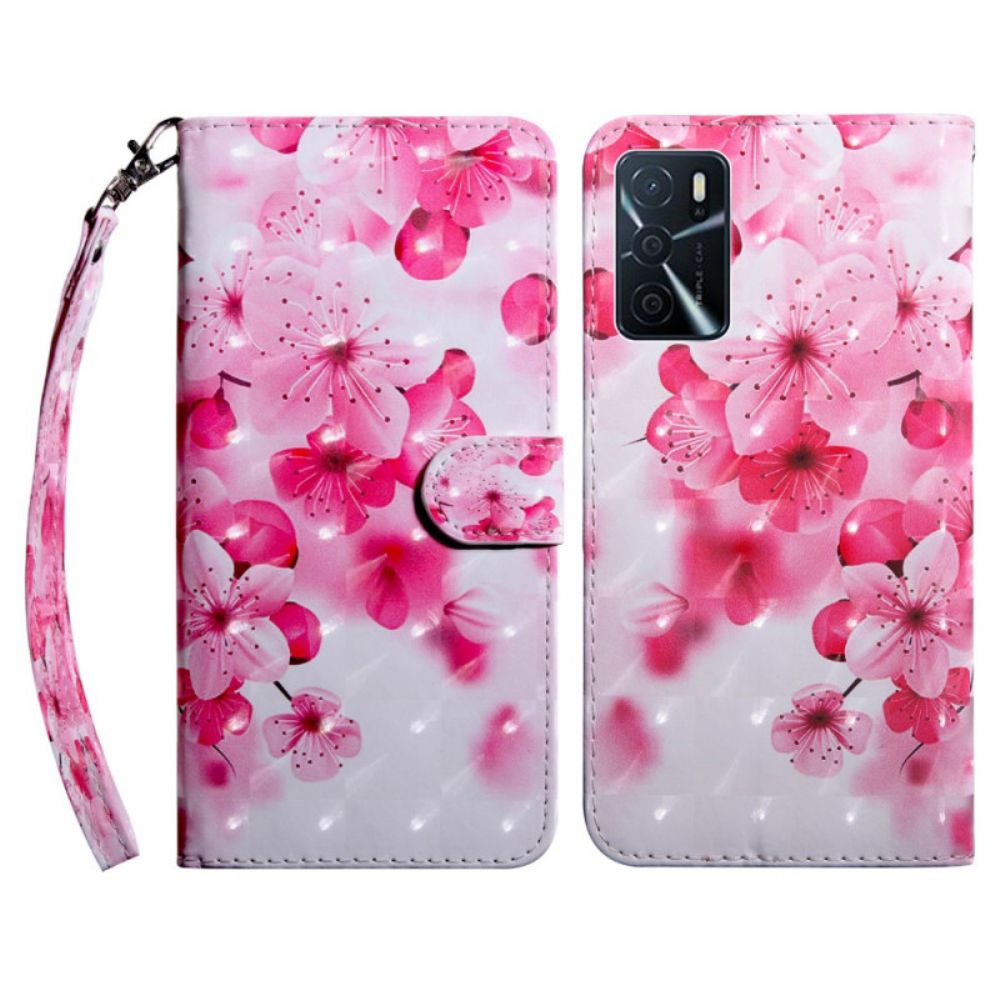 Folio-hoesje voor Oppo A16 / A16s Roze Bloemen