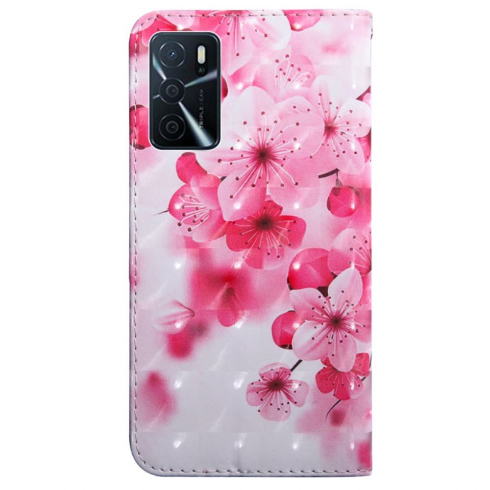 Folio-hoesje voor Oppo A16 / A16s Roze Bloemen