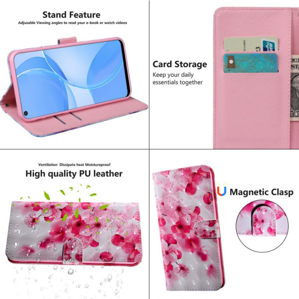 Folio-hoesje voor Oppo A16 / A16s Roze Bloemen