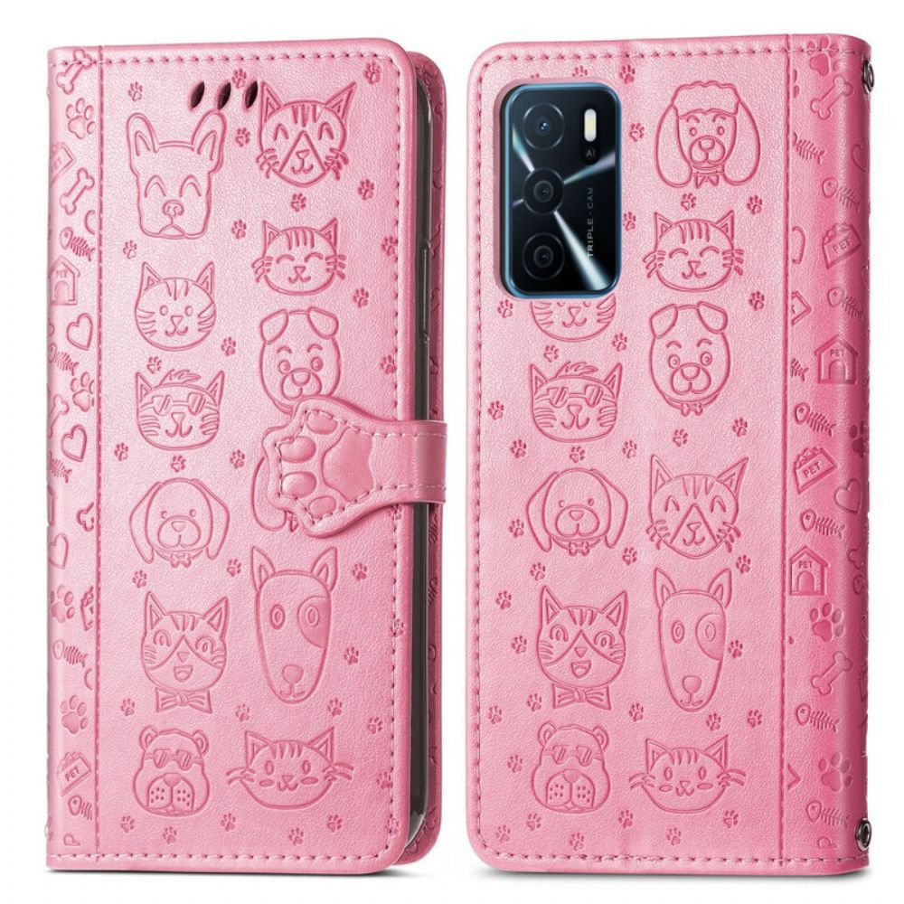 Leren Hoesje voor Oppo A16 / A16s Geanimeerde Dieren