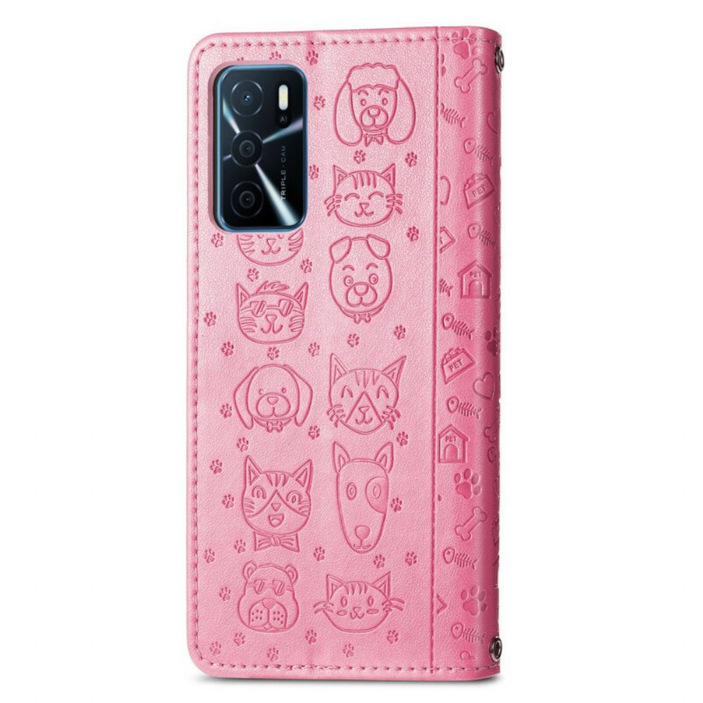 Leren Hoesje voor Oppo A16 / A16s Geanimeerde Dieren