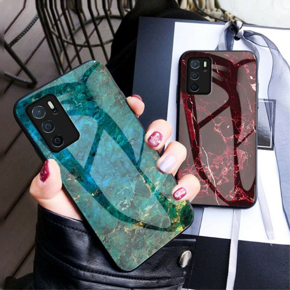 Telefoonhoesje voor Oppo A16 / A16s Marmer Kleuren Gehard Glas