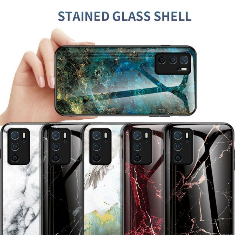 Telefoonhoesje voor Oppo A16 / A16s Marmer Kleuren Gehard Glas