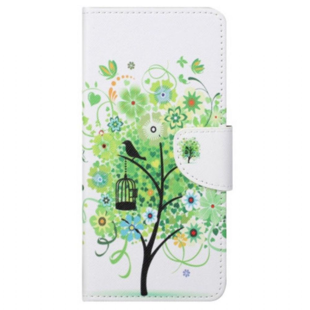 Folio-hoesje voor Samsung Galaxy S23 Ultra 5G Boom Met Groen Blad