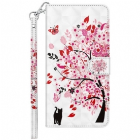 Folio-hoesje voor Samsung Galaxy S23 Ultra 5G Met Ketting Kat Onder De String Tree