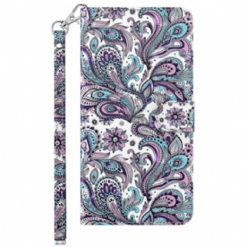 Folio-hoesje voor Samsung Galaxy S23 Ultra 5G Met Ketting Paisley-patroon Met Bandjes