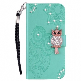 Folio-hoesje voor Samsung Galaxy S23 Ultra 5G Uil Mandala En Charme