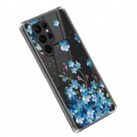 Hoesje voor Samsung Galaxy S23 Ultra 5G Blauwe Bloemen