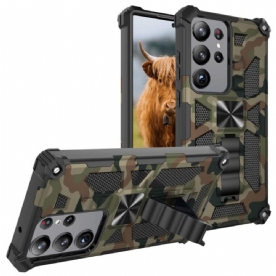 Hoesje voor Samsung Galaxy S23 Ultra 5G Camouflage Verwijderbare Ondersteuning