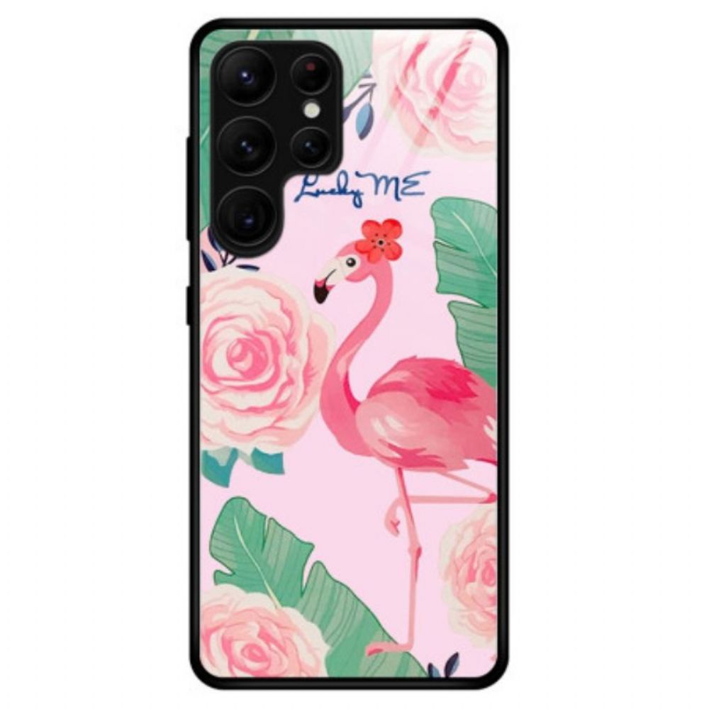 Hoesje voor Samsung Galaxy S23 Ultra 5G Flamingo Gehard Glas