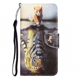 Leren Hoesje voor Samsung Galaxy S23 Ultra 5G Met Ketting Alleen Stringkatten