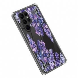 Telefoonhoesje voor Samsung Galaxy S23 Ultra 5G Naadloze Paarse Bloemen