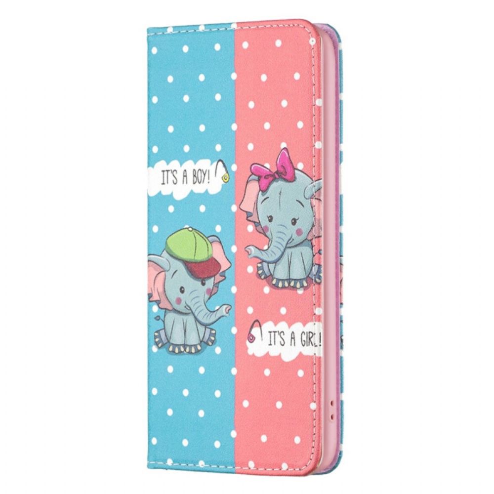 Bescherming Hoesje voor iPhone 14 Pro Max Folio-hoesje Babyolifanten