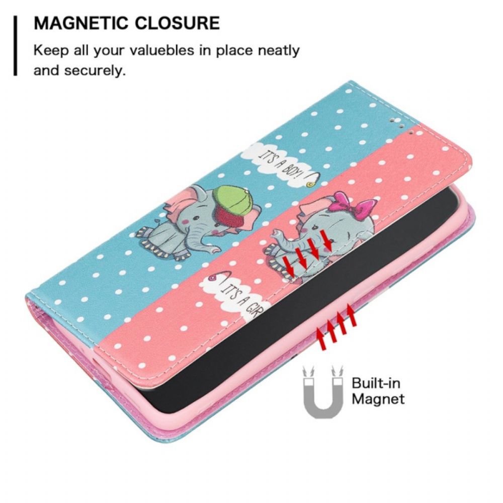 Bescherming Hoesje voor iPhone 14 Pro Max Folio-hoesje Babyolifanten