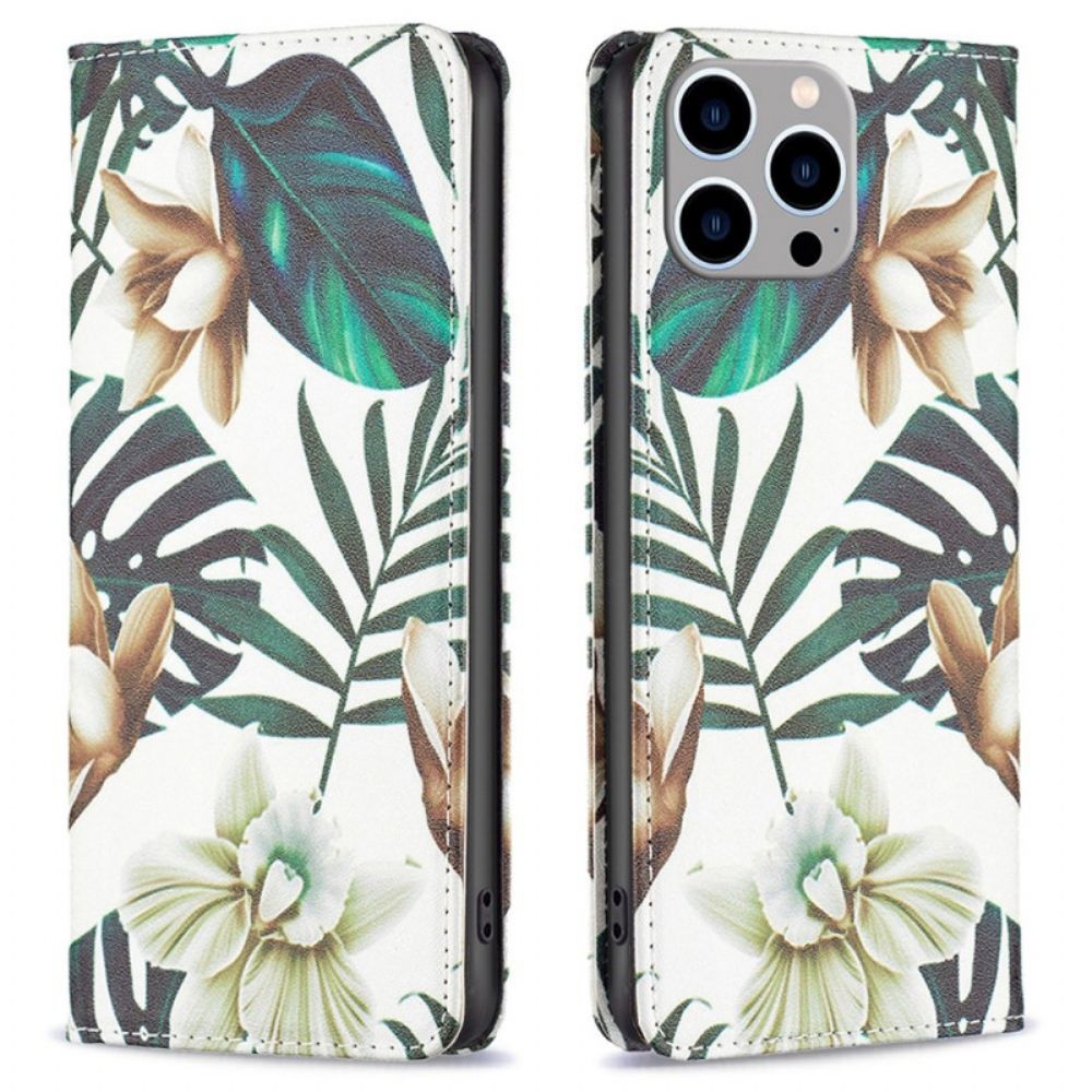 Bescherming Hoesje voor iPhone 14 Pro Max Folio-hoesje Bladeren