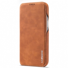 Bescherming Hoesje voor iPhone 14 Pro Max Folio-hoesje Lc.imeeke Leereffect