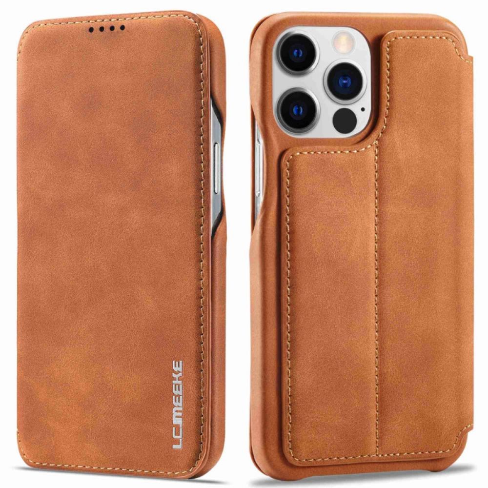 Bescherming Hoesje voor iPhone 14 Pro Max Folio-hoesje Lc.imeeke Leereffect