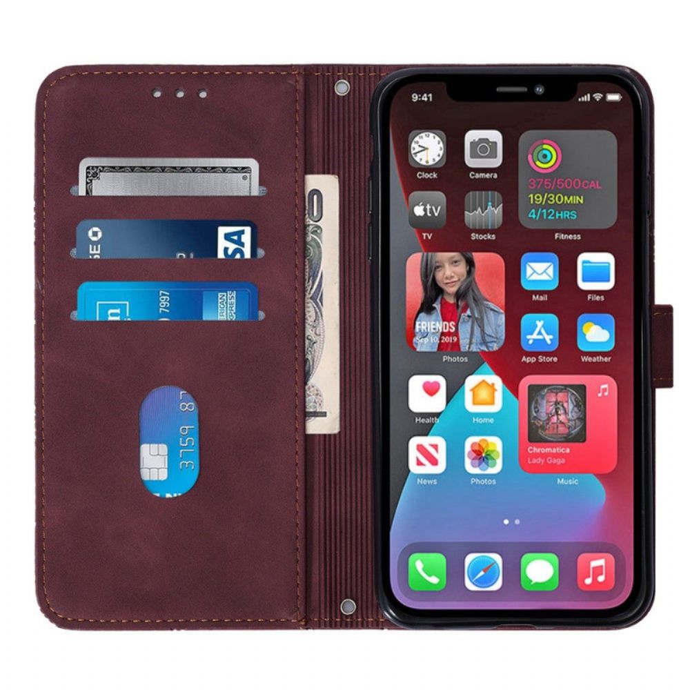 Folio-hoesje voor iPhone 14 Pro Max Met Ketting Banddriehoeken