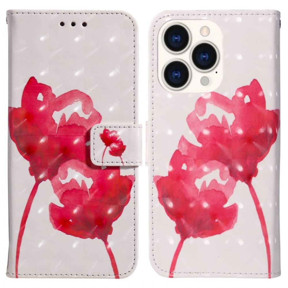 Hoesje Folio-hoesje voor iPhone 14 Pro Max Aquarel Halster