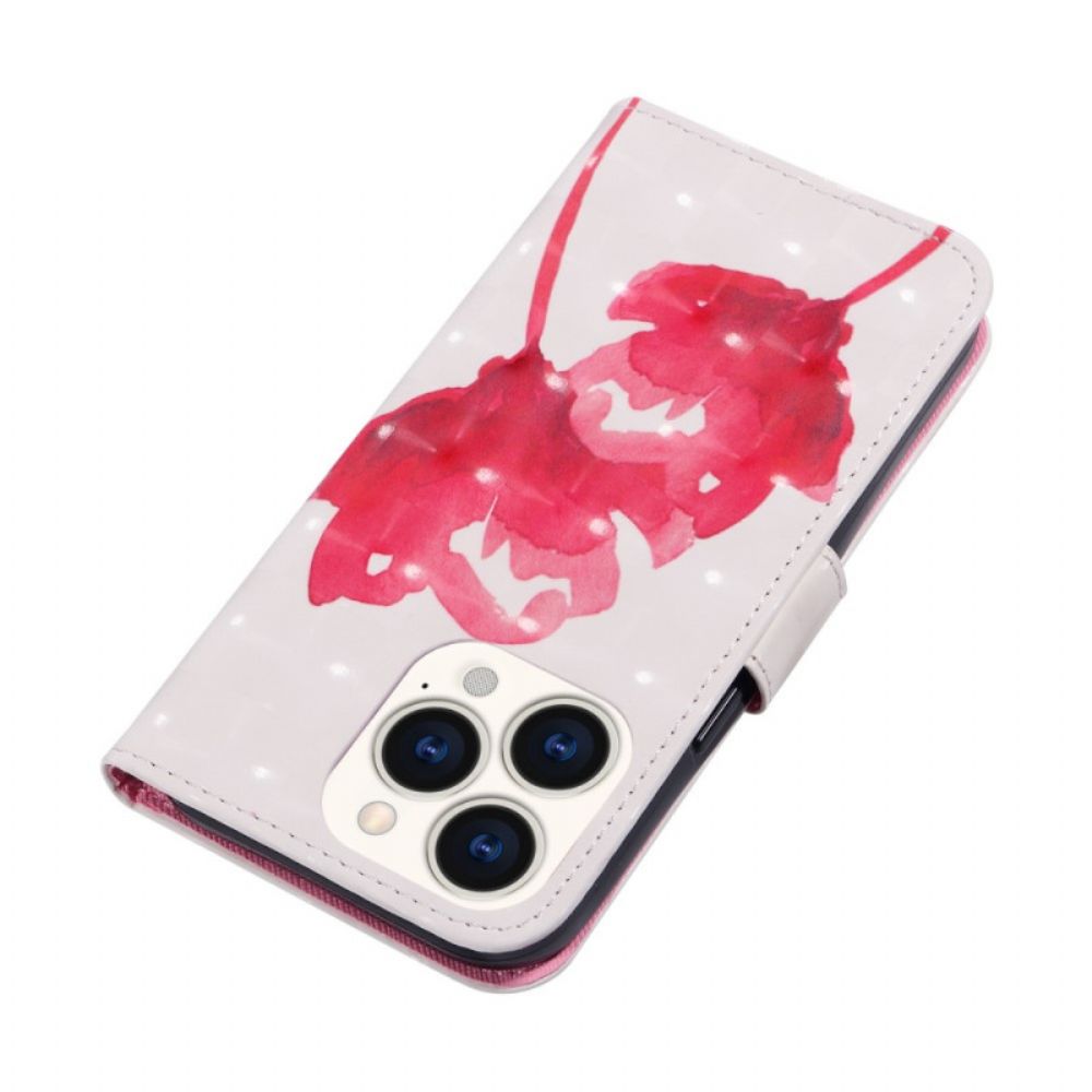 Hoesje Folio-hoesje voor iPhone 14 Pro Max Aquarel Halster