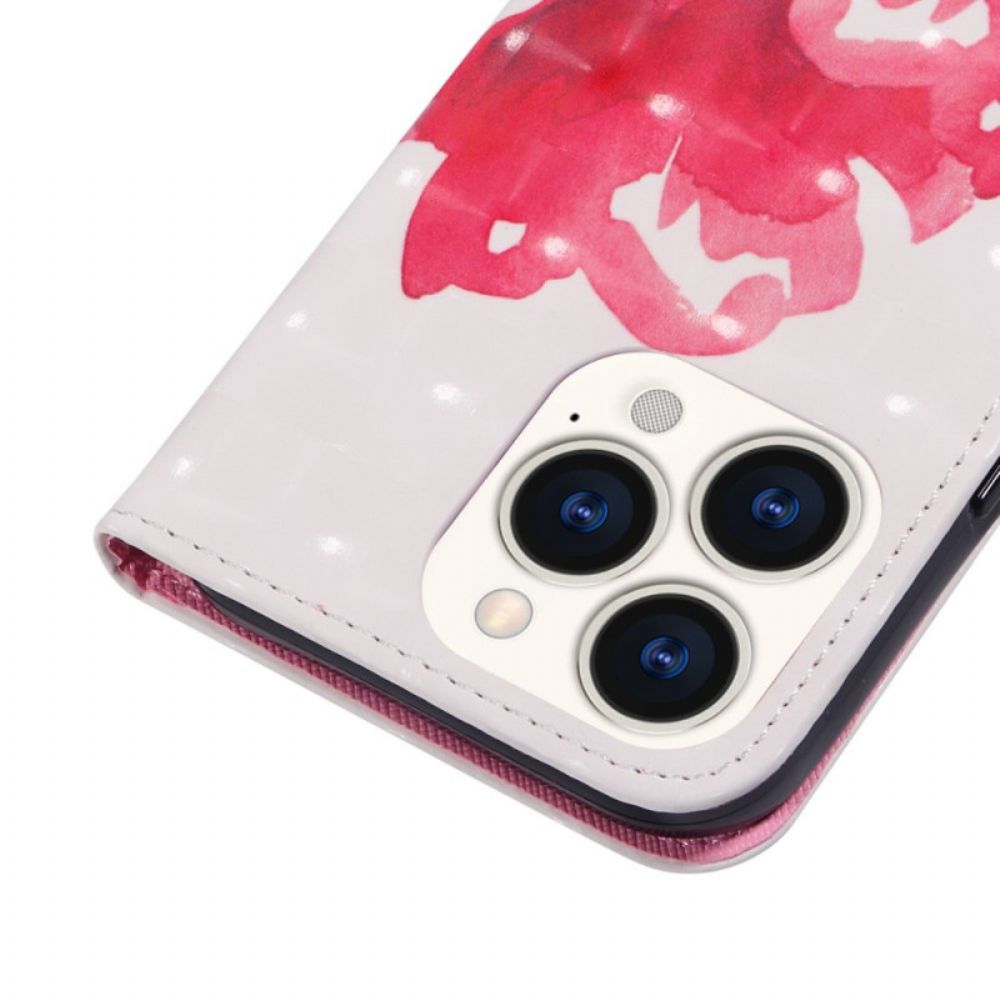 Hoesje Folio-hoesje voor iPhone 14 Pro Max Aquarel Halster