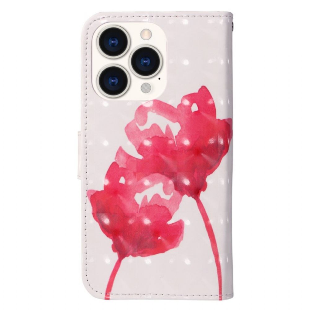 Hoesje Folio-hoesje voor iPhone 14 Pro Max Aquarel Halster