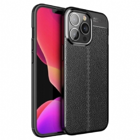 Hoesje voor iPhone 14 Pro Max Dubbele Lijn Litchi Leder Effect