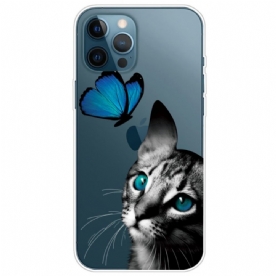 Hoesje voor iPhone 14 Pro Max Kat En Vlinder