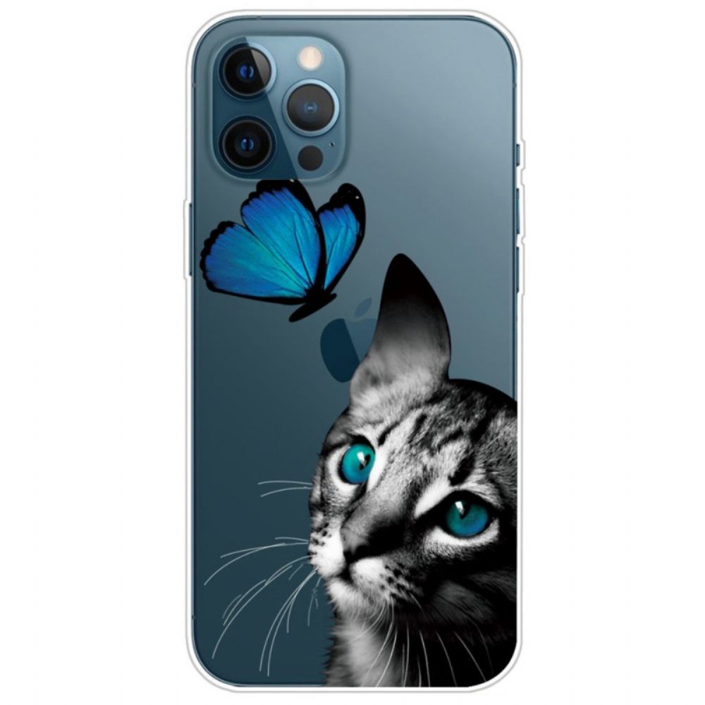 Hoesje voor iPhone 14 Pro Max Kat En Vlinder