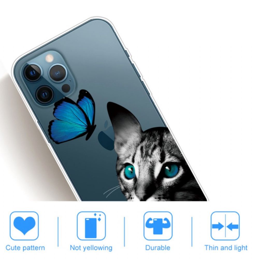 Hoesje voor iPhone 14 Pro Max Kat En Vlinder