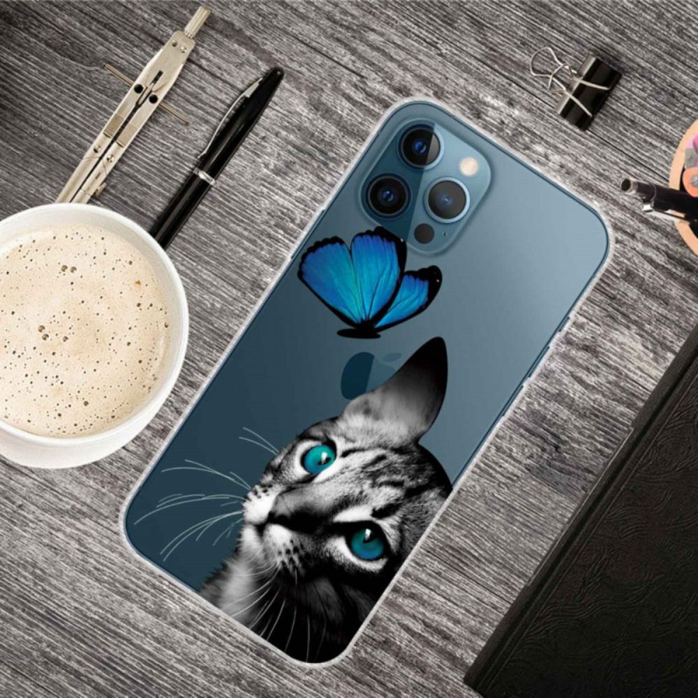 Hoesje voor iPhone 14 Pro Max Kat En Vlinder