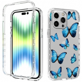 Hoesje voor iPhone 14 Pro Max Verbeterde Blauwe Vlinders