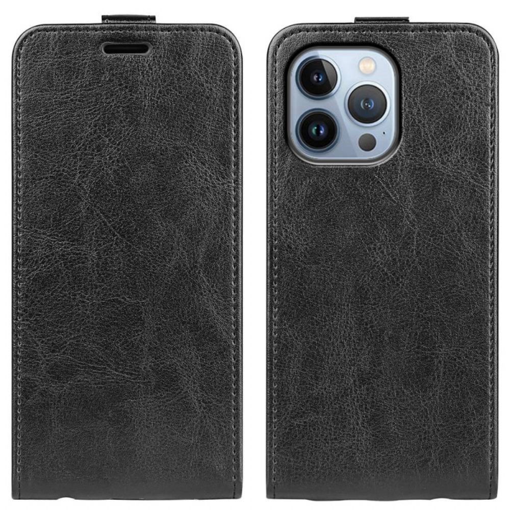 Leren Hoesje voor iPhone 14 Pro Max Folio-hoesje Verticaal Leereffect Met Flap