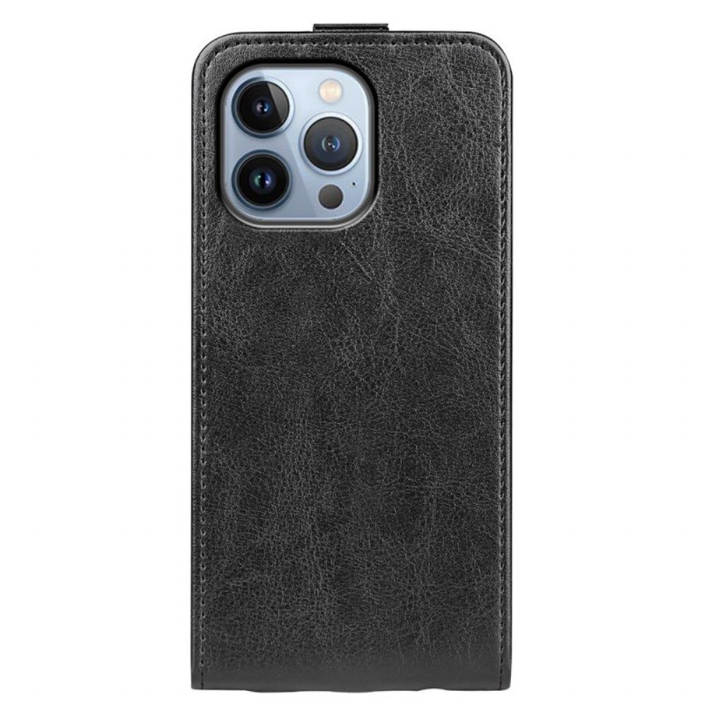 Leren Hoesje voor iPhone 14 Pro Max Folio-hoesje Verticaal Leereffect Met Flap