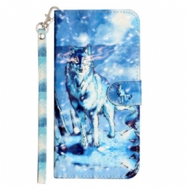 Folio-hoesje voor iPhone 15 Pro Met Ketting 3d Wolven Met Riem