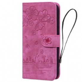 Folio-hoesje voor iPhone 15 Pro Met Ketting String Kat Dagdroom