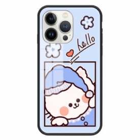 Hoesje voor iPhone 15 Pro Blauw Cat Gehard Glas