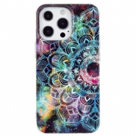 Hoesje voor iPhone 15 Pro Fluorescerende Mandala